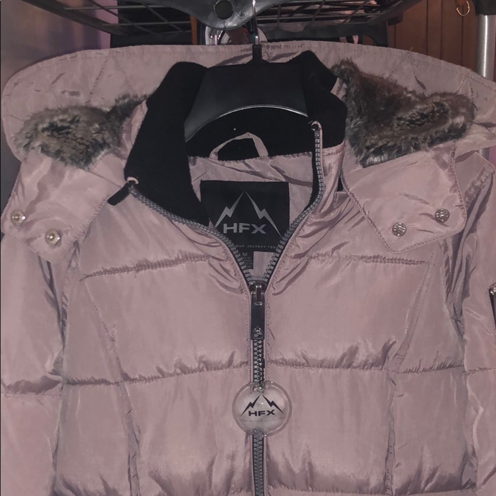 NWT Women’s HFX Faux Fur Lilac Puffer Coat - - Picture 4 of 16